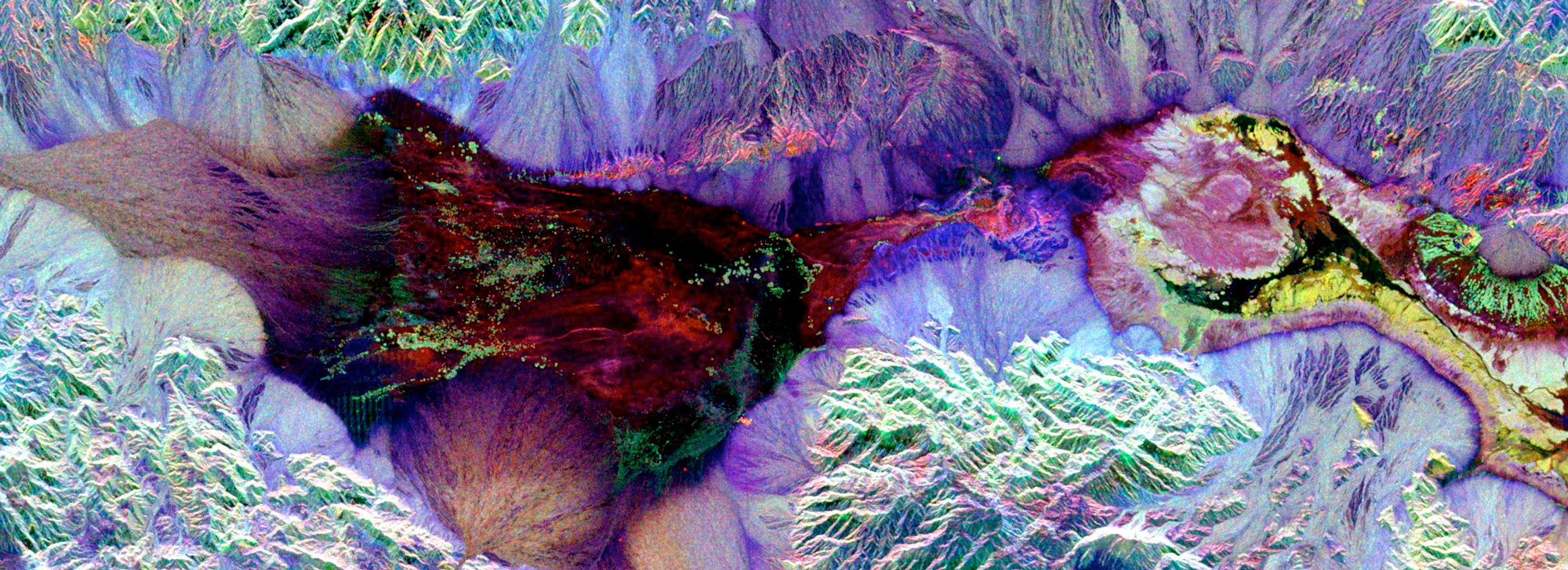 A synthetic aperture radar image of Death Valley, captured from the Space Shuttle in 1999
